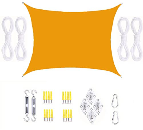 Toldo impermeable para exteriores, para jardín, terraza, piscina, rectangular, color amarillo, 4 x 5 m, a prueba de humedad y polvo