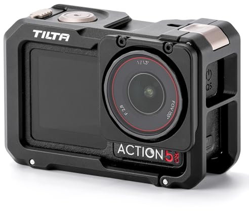 Tilta Full Camera Cage Compatible with DJI Osmo Action 3, Action 4 & Action 5 Pro (Black) | Magnesium-Aluminum Frame | Cold Shoe & 1/4-20 Mounts | Magnetic Filter Support | Shock-Absorbing Pads