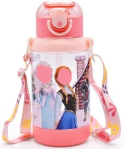 JWKLYZH Fro-zen Borraccia Bambini, 600ml Robusta e Infrangibile, borraccia bambino a Prova di Perdite con Cannuccia, Bellissima Borracce Bambini Adatta per Viaggi Scolastici, Portatile Borraccia