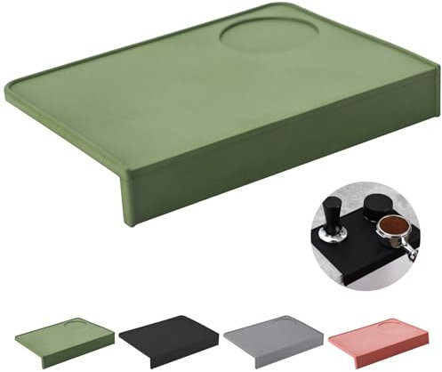 MORAINJAY Coffee Tamper Mat with Corner Support,15x20cm Espresso Silicone Mat,Barista Grade Non-Slip Espresso Accessory for Home&Commercial Bars–4 Colors,Dishwasher-Safe&Durable(Green)