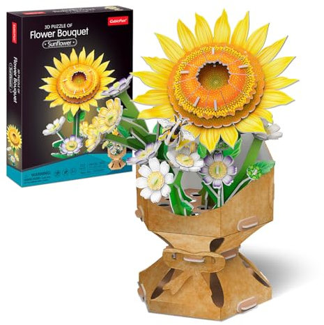 Puzzle 3D Flor DIY Girasol | Ramo de Flores Girasoles | Maquetas para Montar de Flores Artificiales | 102 Piezas | Puzzle 3D Adultos y Niños Sin Tijeras ni Pegamento | Regalos San Valentin Cumpleaños