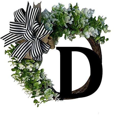 Ghirlanda creativa per porta d'ingresso, con scritta cognome, con 26 lettere, per porta d'ingresso, per tutte le stagioni, decorazione per esterni (Z O piccola Natale per (D, taglia unica)