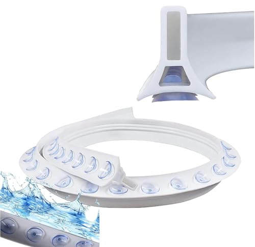 Silikon-Nassraum-Bodenbarriere, 3 m, Badewasser-Stau-Wasserstopper, Badezimmer-Wasserrückhaltestreifen, zusammenklappbar, für Badewanne, Dusche, Spritzwasserschutz, DIY-Größe (weiß, 300 cm)