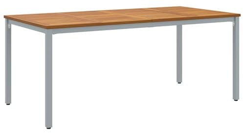 vidaXL Moderner rechteckiger Esstisch aus natürlichem Akazienholz für draußen stylisches Design perfekt für Balkone und Wintergärten einfache Pflege viel Platz stabile Aluminiumbeine rechteckig Balkon