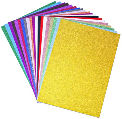 Glitter Card Stock, 20 Colors A4 Glitter Paper 250gsm Sparkle Shiny Cards Glitter Craft Paper for Cricut DIY Crafts Card Making Scrapbook Christmas Birthday Wedding Party Decor
