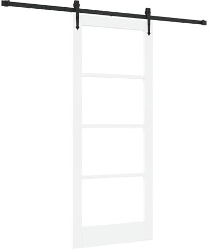 vidaXL Porte Coulissante ORKDAL Blanc 83 x 202 cm Bois et métal, Salle à manger, porte coulissante moderne, cloison mobile, barrière fonctionnelle, style design.