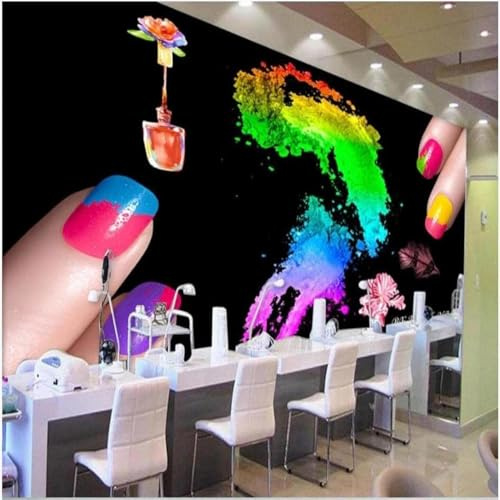 XLMING Black Watercolour Beauty Nails Nagellack Tapete 3D Luxuriöse Seide Büro Esszimmer Sofa Flur Schlafzimmer Wohnzimmer TV Dekorative Wand-150cm×105cm