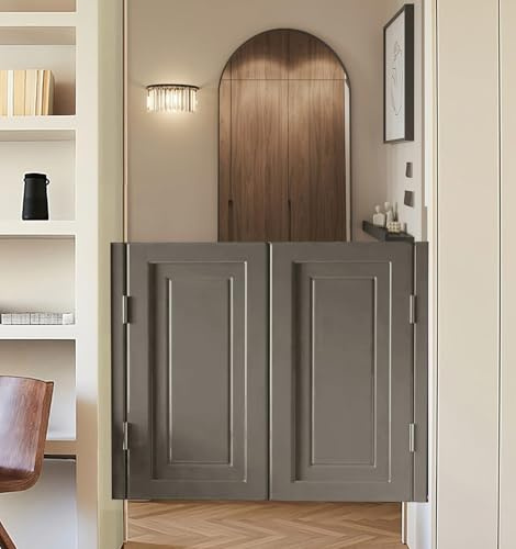 ROBAUN Schwingtür-Cafétüren, automatisch schließende Schwingtüren for Scheunen, Halbtüren for Küche, Bad, Flur, Bar, Treppe, Innensalontür aus Holz mit Metallscharnieren(Dark Gray,76x71cm/30x28in)