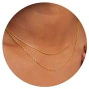 RANKEEF Colliers en argent à plusieurs rangs de 2 mm pour femme - Style hypoallergénique - Argent sterling S925 - Résistant à l'eau - Bijoux et cadeaux - Lot de 2