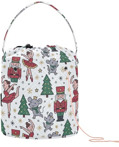 GuoChe Nutcracker Christmas Pattern Crochet Bag Crochet Travel Bag Portable Needle Storage for Knitting Tools Crochet Accessories