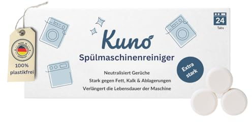 Kuno Spülmaschinenreiniger Tabs – Maschinenreiniger für Geschirrspüler – Entfernt Fett, Kalk & Ablagerungen – Gegen Gerüche – Pflegt Leitungen & Dichtungen – 24 Tabs