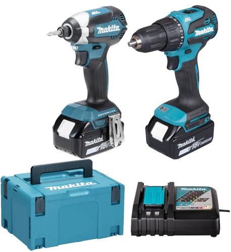 18V DHP490 + DTD153 + 2x BL1850 18V 5Ah + 1x DC18RC Makita DLX2537TJ