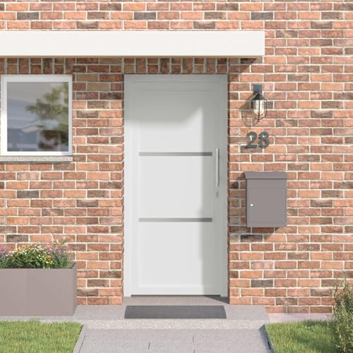 Tonture Puerta delantera blanca PVC 98 x 200 cm con inserto de cristal, puerta principal y puerta de entrada para exterior, incluye bisagra y cerradura, puerta de seguridad con aislamiento térmico y