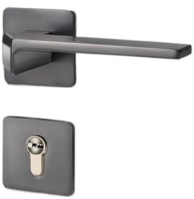serratura per porte interne, Serratura Magnetica Universale Silenziosa for Porte Interne In Legno - Maniglia In Lega Di Zinco, Chiave Inclusa, Spessore 30mm-50mm(Elegant Gray)
