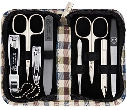 3 Swords Germany - brand quality 8 piece manicure pedicure grooming kit set for professional finger & toe nail care scissors clipper fashion leather case in gift box, Made by 3 Swords (002013)