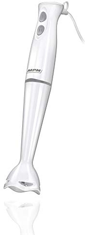MPM MBL-18 Stabmixer, Abnehmbarer Fuß, Edelstahlklingen, 2 Geschwindigkeiten, BPA-frei, 200W, Weiß