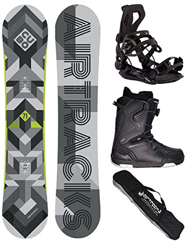 AIRTRACKS Snowboard Set Paquete Completo Tabla Cubo Extra Wide Hombre 171 + Fijaciones Master + Botas Strong ATOP 45 + SB Bag