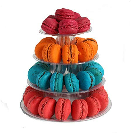 4-Layer Round Macaron Tower Cake Stand Macaron Display Rack for Wedding Birthday Party Dessert Stand Cake Plate