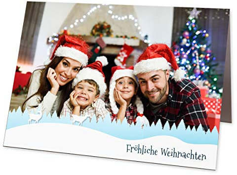 Partycards Weihnachtskarten mit Umschlägen im Set für Ihr Wunschbild – Personalisierte Weihnachtskarte mit Blanko-Innenseiten für Weihnachtsgrüße (DIN A4 – 4 Stück)