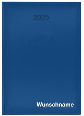 Buchkalender 2025 mit Namen bedruckt - klassisch/Format A5 - Chefkalender (blau)