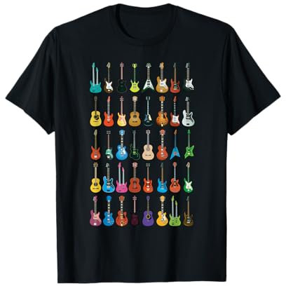 UAB KIDKIS Women's Music T-Shirt, Black, Multicolour, Small, Short Sleeve, Crew Neck, Vintage Guitar Design, Music Lover Funny Gift, Classic Fit