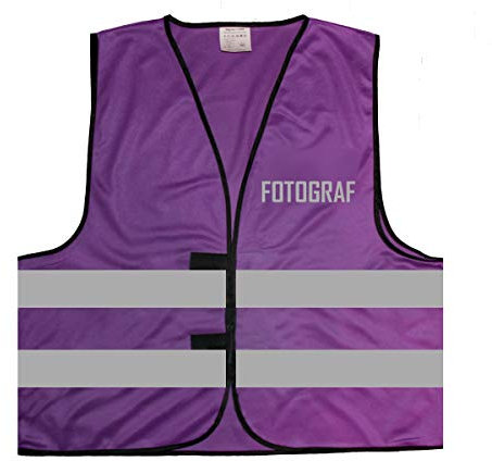 Warnweste - Signalweste - FOTOGRAF - Warnweste mit reflektierendem Aufdruck - Größe L/XL, Lila