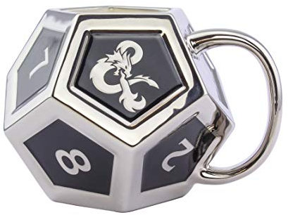 Paladone Dungeons and Dragons D12 Würfelförmiger Becher, 450 milliliters, Silber