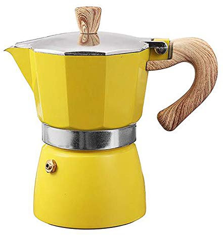 MYYINGELE 150ml Aluminum Moka Pot 3 Cup Italian Type Espresso Maker Espresso Coffee Maker Stovetop Coffee Makers for Home Office Coffee Pot, Yellow