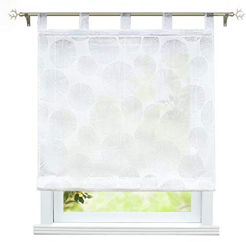 ESLIR Raffrollo Ausbrenner Transparente Raffgardinen mit Schlaufen Schlaufenrollo Modern Gardinen Küche Vorhänge Weiß BxH 45x150cm 1 Stück
