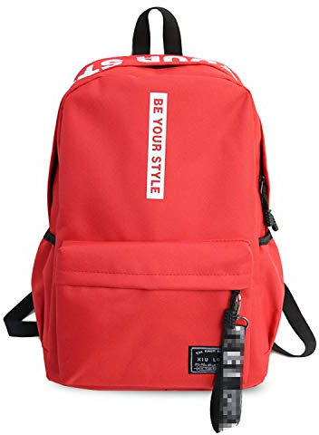 FANDARE Rucksäcke Schulrucksack Jungs Mädchen Schulranzen Teenager Schultasche für Herren Damen Schule Ranzen Reise Camping Casual Daypacks Polyester Neues Rot