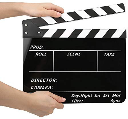 Clap de cine acrílico de 30 x 25 cm, accesorio de fotografía de cine y televisión con imanes, para recuerdos de películas, juegos de rol, montaje, producción de video, fotografía de cámara