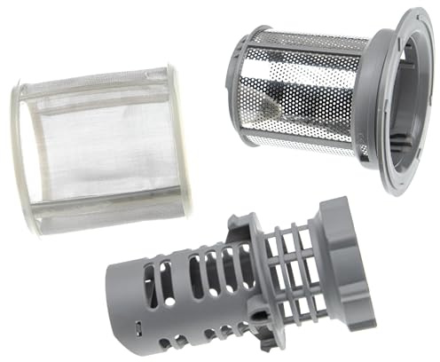 vhbw Feinsieb | / Schmutzsieb-Set (3-teilig) kompatibel mit Küppersbusch Geschirrspüler - Spülmaschinensieb, 9cm Silber Grau