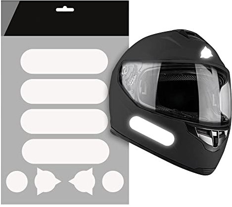 AUTODOMY Reflektierende Aufkleber für Motorradhelm 8 Stück | Reflektoren Helm Wetterfest & UV Beständig | Helm Reflektor Aufkleber Frankreich Racing Design (Weiß/Silber Reflektierend)