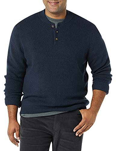 Amazon Essentials Men's Long-Sleeve Soft Touch Henley Jumper, Navy, XL