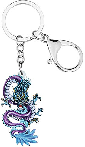 WEVENI Porte-clés en acrylique dinosaure dragon pour voiture, sac à main, portefeuille, bijoux pour femmes et adolescentes, violet, 39mm x 42mm