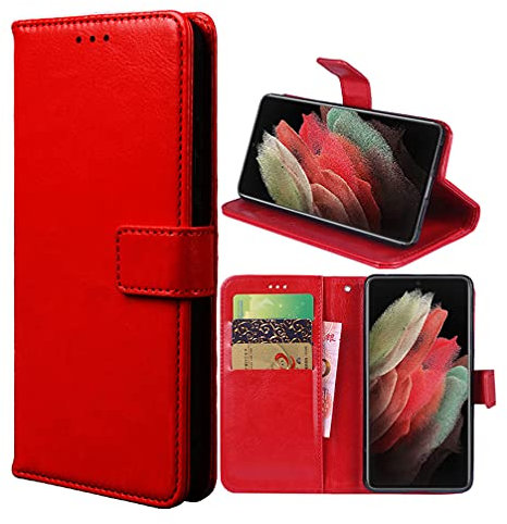 TIANCI Case for Xiaomi Poco F3 GT/Redmi K40 Gaming Case Leather Wallet Case Flip Stand View Cover with Card Slots Compatible with Xiaomi Poco F3 GT/Redmi K40 Gaming Phone Cover, Red