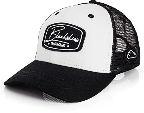 Blackskies® Race Baseball Cap | Herren Damen Premium Trucker Cap | Snapback Schirm Mütze Kappe Basecap Weiß-Schwarz