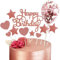 Bessy shop Happy Birthday Cake Topper Set,Birthday Cake Decoration Confetti Balloons Cake Toppers Birthday Cake Decorations Star Heart Cupcake Topper for Birthday Party Cake Supplies Rose Gold