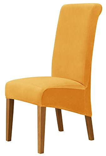 Große Stuhlhussen Samt Plüsch Für Esszimmerstühle, XL Stuhlbezug Stretch Hoher Rücken Schonbezüge Für Stuhl, Stuhlschutzbezüge Set Für Hochzeit (Gold,6 PCS)