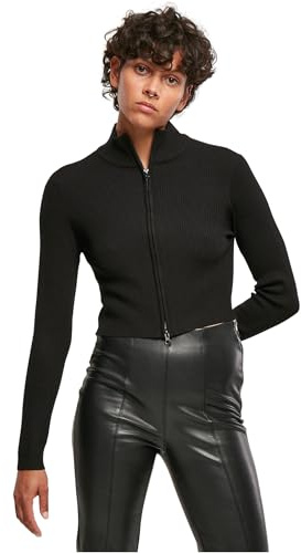 Urban Classics Damen Ladies Cropped Rib Knit Zip Cardigan