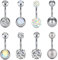 Incaton 8stk 14 Gauge Bauchnabelpiercing Nabelpiercing Ring Banane Piercing mit Kristall Kugeln Piercing Schmuck Set aus Chirurgenstahl