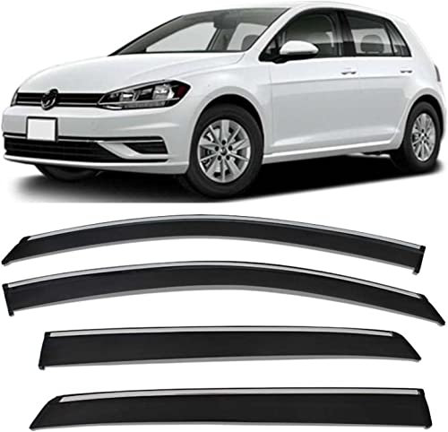 XXXLION 4 pcs Car Wind Deflectors For VW Golf 7 MK7/MK7.5 2014-2019 Window Door Weather Wind Deflector,Rain Deflector Stick-On Deflectors