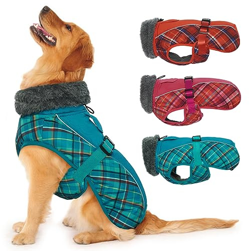 IECOii Hundemantel Winter,Warme Fleece Rollkragen Hundejacke,Wasserdicht Winterjacken Wintermäntel für Hunde,Reflektierend Verstellbar Kaltes Wetter Hundekleidung für Kleine Mittelgroße Grosse Hunde