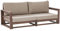 Beliani Lounge Ecksofa Akazienholz dunkler Holzfarbton 2-Sitzer Auflagen Taupe Timor II