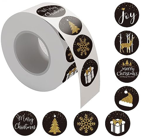 SansRealmL Aufkleber Weihnachten,500 Stück sticker weihnachten,8 verschiedene Muster,Aufkleber, die zum Aufkleben von Geschenkverpackungen während Weihnachten verwendet werden können