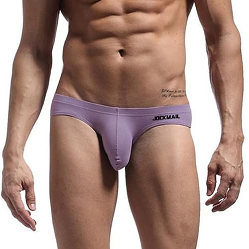 JOCKMAIL Herren-Slip, Baumwolle, Unterwäsche, Tanga, Triangel-Hose, große Tasche, Bikini-Unterhose, 341 Violett, XL