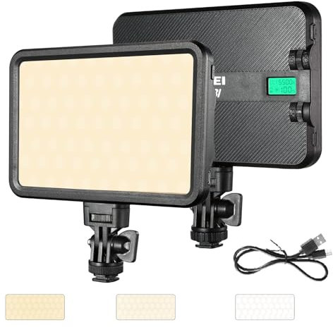 JINBEI P12BI Videoleuchte LED-Panel, Videolicht, 119 LEDs, 2700 K-7500 K, CRI95+, Lieferung mit neun voreingestellten Lichteffekten, Studiolampe für Vlogging, Youtube, Fotografie, Videokonferenzen