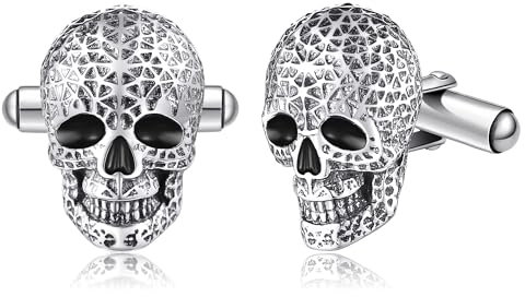 Totenkopf Manschettenknöpfe für Herren 925 Sterling Silber Schädel Manschettenknöpfe Totenkopf Muttertag Schmuck Geschenke für Männer