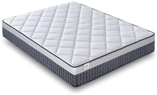 NATURELITS Matratze 90 x 200 MemoryVex Viskoelastische, wendbar, für Winter/Sommer, Einzelbett, milbendicht und atmungsaktiv, Flexicell-Kern, mittel Härte, Grau, Modell Xstar Höhe 26 cm