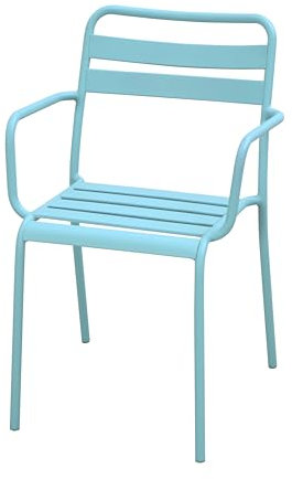 METRO Professional Chaise d'extérieur, en Acier, Empilable, avec Accoudoirs, Chaise Jardin Terrasse Balcon Bistrot, Bleu Ciel